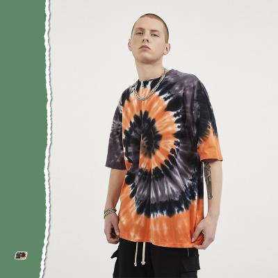 China 200 grams Vortex Tie Dye Round Neck T Shirt 100% Cotton T Shirt Stylish Men for sale