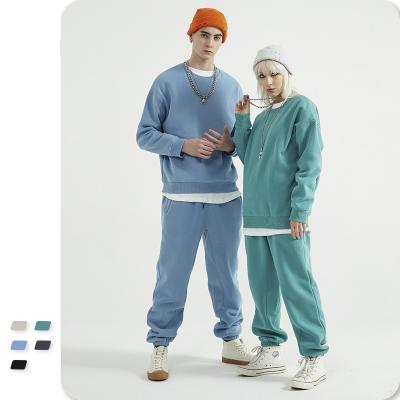 China Fleece Round Neck Sweatshirts Sweatpants Set Unisex Wholesale Jogger Set for sale