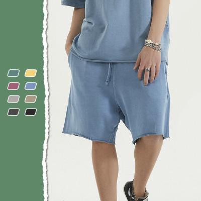 China 2022 Summer Loose Edge Retro Washed Shorts High Street Mens Cotton Shorts Wide Leg Short Pants Unisex for sale