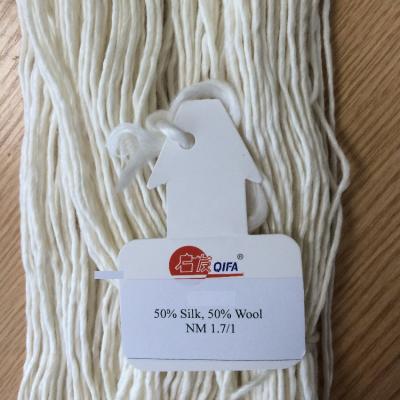 China Abrasion-resistant 100% merino wool undyed hand knitting raw yarn wool silk for sale