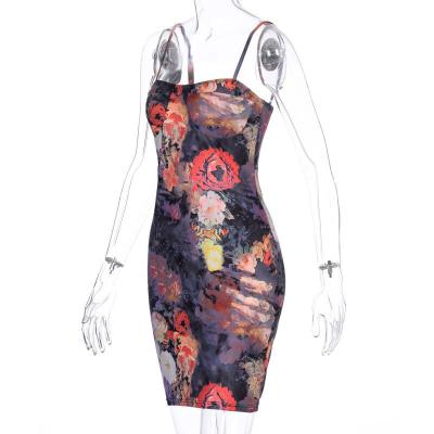 China Disheveled Floral Print Sleeveless Mini Cami Casual Women Breathable Autumn Dress for sale