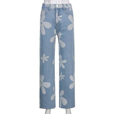 China Latest Designer Denim Jeans Women Girl Breathable Panty Woman Trousers Casual Flower Print for sale