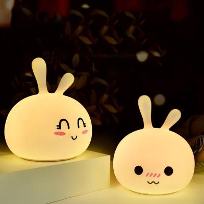 China Touch Control Led Light Cute Rabbit USB Charged Night Light Portable Lamp Breathing Gifts For Kids Girls Boys for sale