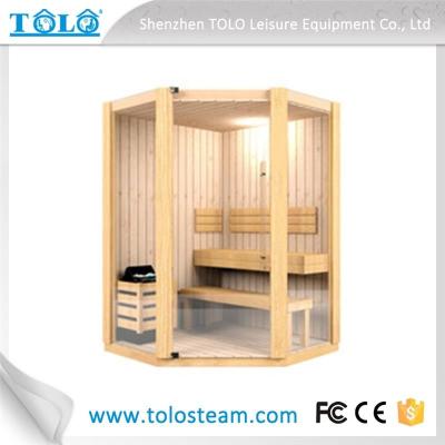 China Polygon cedar sauna cabins indoor for 3 person - 6 person for sale