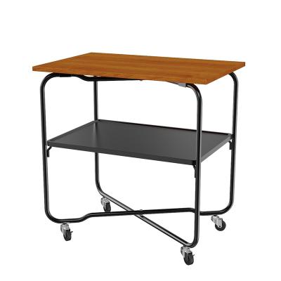 China China Supplier Sustainable Kitchen 4 Wheel Storage Cart Two Tier Folding Kitchen Cart for sale