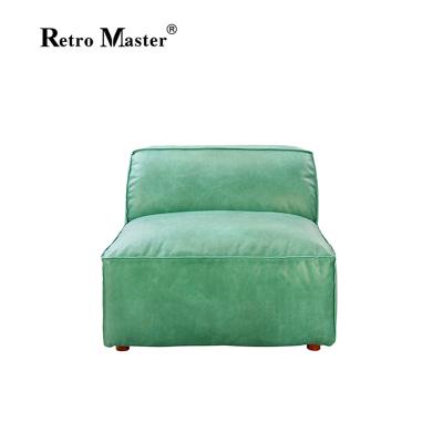 China Reclining Sofa Bed RM RS027 Combination Cyan European American Living Room Sofas Feather Genuine Leather Sofa for sale