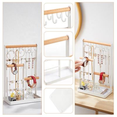 China Sustainable Fashion Beauty handmade necklace pendant jewelry display rack showcase metal storage holder organizer earring display stand for sale