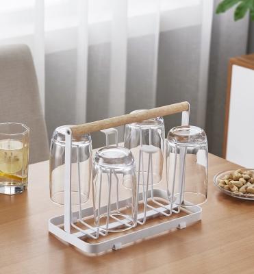 China Sustainable Camping Portable Wine Glass Holder Rack Beverage Outdoor Picnic Garden Glass Cup Storage Holder for sale