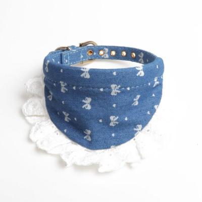 China Viable Wholesale Pet Supplies Pet Collar Flower Printed Dog Collar With Lace Decoration for sale