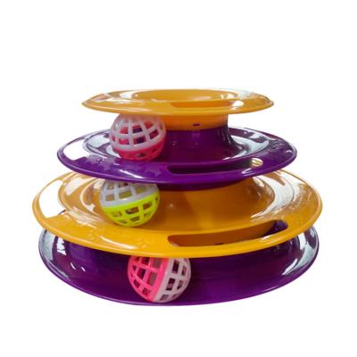 China 3 Way Level Cat Playing Turntable Disc Training Viable Moving Ball Cat Toy for sale