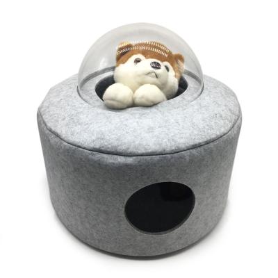 China Original Cat Bed Capsule Space Travel Cat Sleep Design Nordic Felt Net Empty Bed Red Star Cat Cave for sale