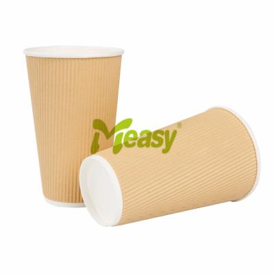 Chine Tasses de papier d'ondulation de grande capacité à l'épreuve des dérapages pour le cappuccino/Latte à vendre