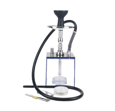 China Fancy Acrylic Hokkah Hooka Shisha Hookahs Square Durable Sheesha Shisha Hookahs With LED Light for sale