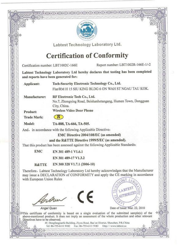 CE - TA-RF Security Electronic Technology Co.,Ltd