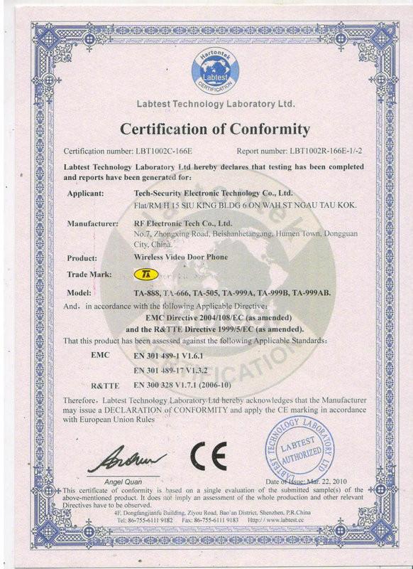 CE - TA-RF Security Electronic Technology Co.,Ltd