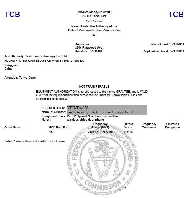 FCC - TA-RF Security Electronic Technology Co.,Ltd