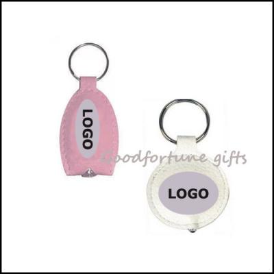 China Promotional pu leather key chain with led light printed logo for sale