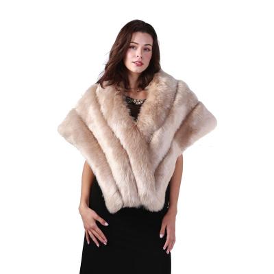 China In Fashion Winter Women Running Faux Fox Fur Poncho Shawl Keep Warm Women Scarf 150*50*20cm for sale