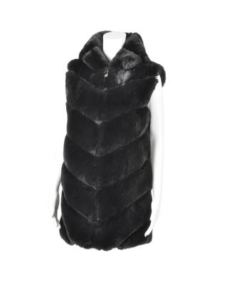 China Factory Direct Sales Winter Warm Hooded Faux Windproof Rabbit Fur Long Sleeve Coat Vest For Women for sale