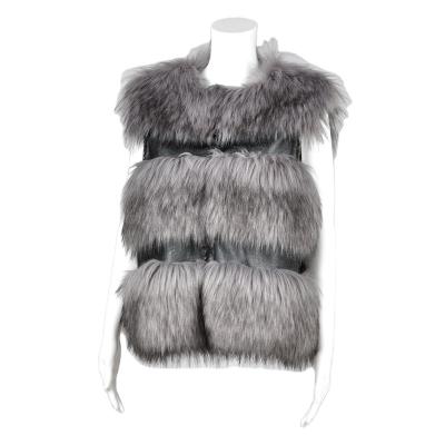 China Winter Windproof Women Imitated Fox Fur Vest With Belt High Quality Thick Female Warm Vest for sale