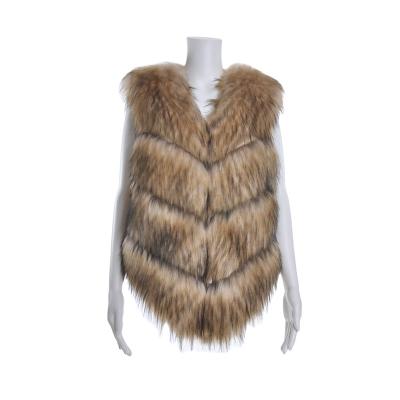 China Wholesale High Quality Fashion Windproof Luxury Faux Raccoon Fur Vest Thick Coat for sale