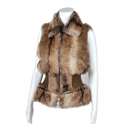 China Wholesale High Quality Windproof Faux Mink Fur Print Vest Elastic Waist Knit Fashion Vest for sale