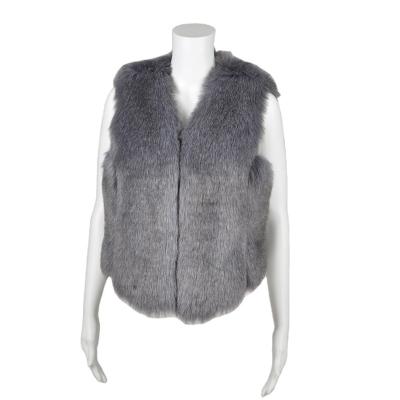 China Warm Women Gray Rabbit Faux Fur Elegant Fashion Windproof Winter Solid Color Fur Vest Waistcoat for sale