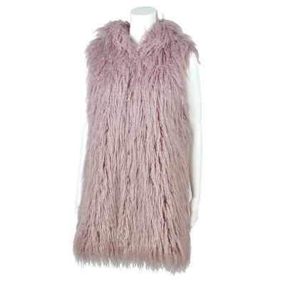 China Wholesale Faux Fur Vest Winter Goat Hair Anti-wrinkle Long Winter Outerwear Women Pink Warm Vests for sale