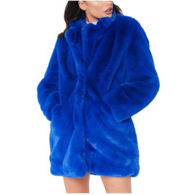 China Anti-Wrinkle Outwear Women's Winter Long Sleeve Lapel Faux Fox Fur Warm Coat Jacket Overcoat With Pockets for sale