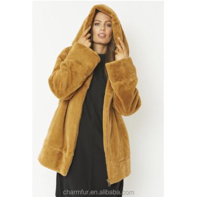 China Anti-Wrinkle Women Oversized Faux Fur Zip Up Hoodie With Pockets Heat Features Full Faux Fur Lining for sale