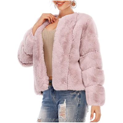 China Anti-Wrinkle Winter Jacket Women's Open Front Fuzzy Faux Fur Coat Long Sleeve for sale