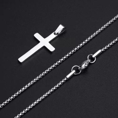 China Dina Factory Wholesale Personalized Jewelry Stainless Steel Religious Men Jesus Cross Necklace Chain Necklace for sale