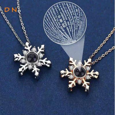 China Dina Wholesale Trendy Fashion Korean Copper Snowflake Charms Choker Necklace Projection Crystal Necklace Jewelry For Women for sale