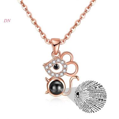 China 2021 Dina China Cute Rats Mouse Zodiac Animal Necklace Personalized Custom Photo Projection Charm Choker Necklace Women Jewelry for sale