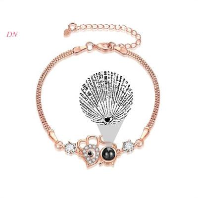 China Dina New Arrival Fashion Women Cute Personalized Jewelry Show Photo Zodiac Mouse Rats Charm Bracelet With Box Chain for sale