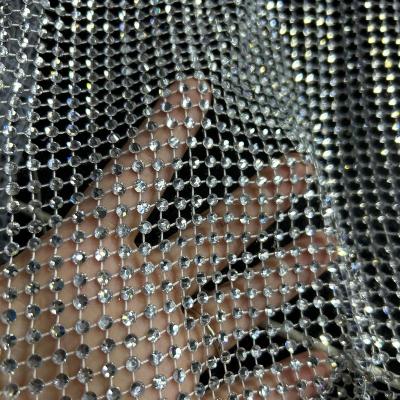 China Hot Flatback Manufacturers Drill Net Fabric Sequin Wedding Dress Shoes Hats Fabric Rhinestone Mesh for sale