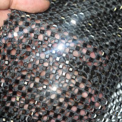 China Fishing Hot Square Net Fabric Flatback Drill Clothing Accessories Glass Rhinestone Elastic Cloth for sale