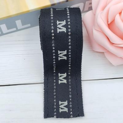 China Customized M Flatback Rhinestone Beaded Edge Trims Sash Ribbon Fabric Craft Sewing Belt for sale