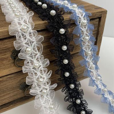 China Factory Wholesale 2.5CM Recyled Bead Lace Up Small Sliver Nail Bead Belt DIY Dress Skirt Collar Accessories for sale