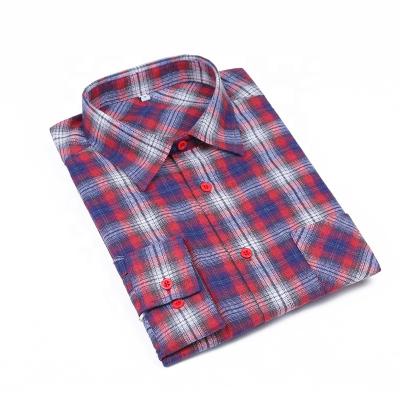 China 2020 hot anti-shrink and check fuzzy man cotton flannel long sleeve brushed shirt work shirt for sale