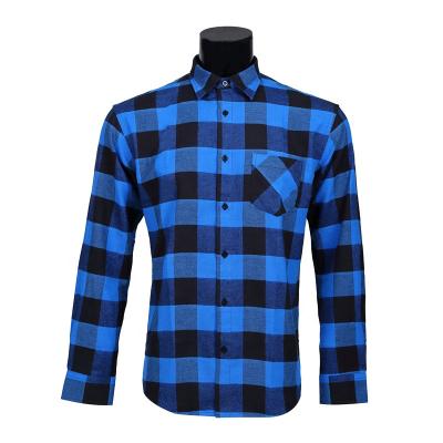 China 2020 Anti-Shrink Good Quality 100% Thick Brushed Cotton Flannel Plaid Mens Long Sleeve Shirt For Winter for sale