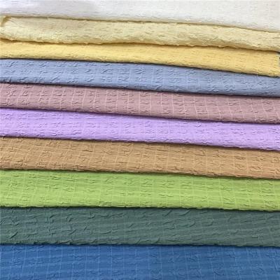 China 2021 Organic Single Color Cotton Polyester Blended Crepe Wrinkle Fabric For Making Clothes Wear Comfortable for sale