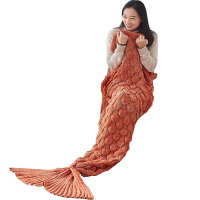 China 2021 Wholesales Mermaid Tail Bedding Set Warm Comfortable Soft Fashion Anti-pilling Knit Blanket for sale