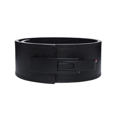 China Universal Lever Buckle Fitness Belt Waist Pad Squat Deadlift Weightlifting Sports Strength Training Leather Belt For Back To Protect for sale