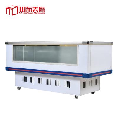 China Double-temperature supermarket combined island refrigeration equipment meat food refrigerator display freezer/deep chest freezer refrigerator for sale