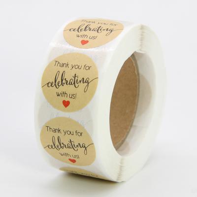 China RTS 1 Inch Waterproof Eco - Friendly Kraft Paper Thank You Sticker Label Roll for sale