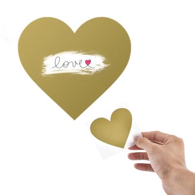 China Scratch Off Heart Shaped Scratch Off Stickers Sticker Labels For Party Gift Postcard/Greeting Card/Letter 50Pack Gold for sale