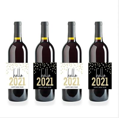 China 2021 Design Sticker Waterproof New Year Wine Glass Private Label For Bottle for sale