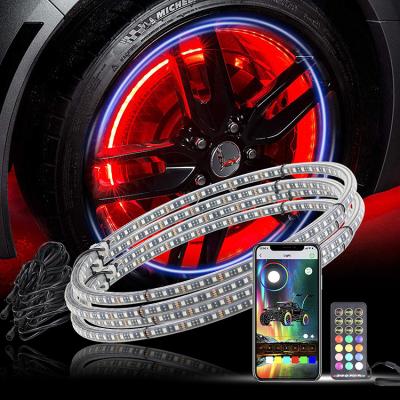 China High Quality Waterproof 14/15.5/17 Inch Led Wheel Ring Led Car Wheel Lights Ip68 4Pcs RGB Kits For Car Double Row Wheel for sale