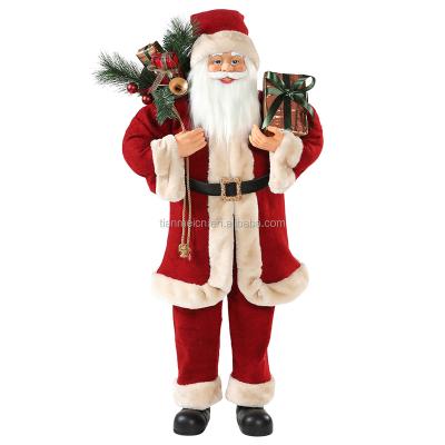 China 30~110cm Cloth Christmas Standing Santa Claus Decoration Festival Holiday Figurine Collection Traditional Christmas With Gift Bag Ornament for sale